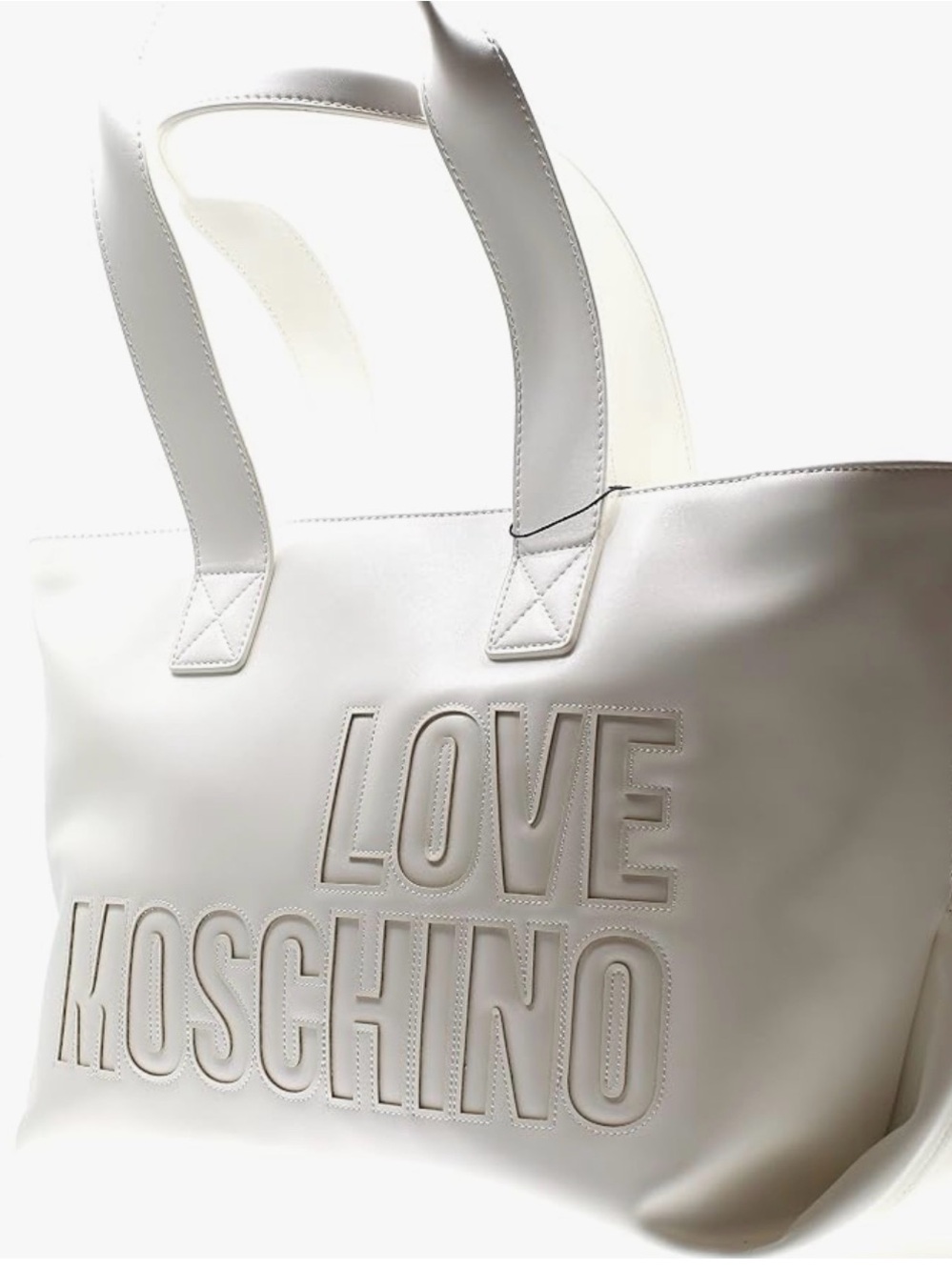 Love Moschino Cream Embossed Logo Tote